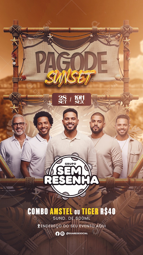 Story Pagode Sunset Social Media PSD Editável