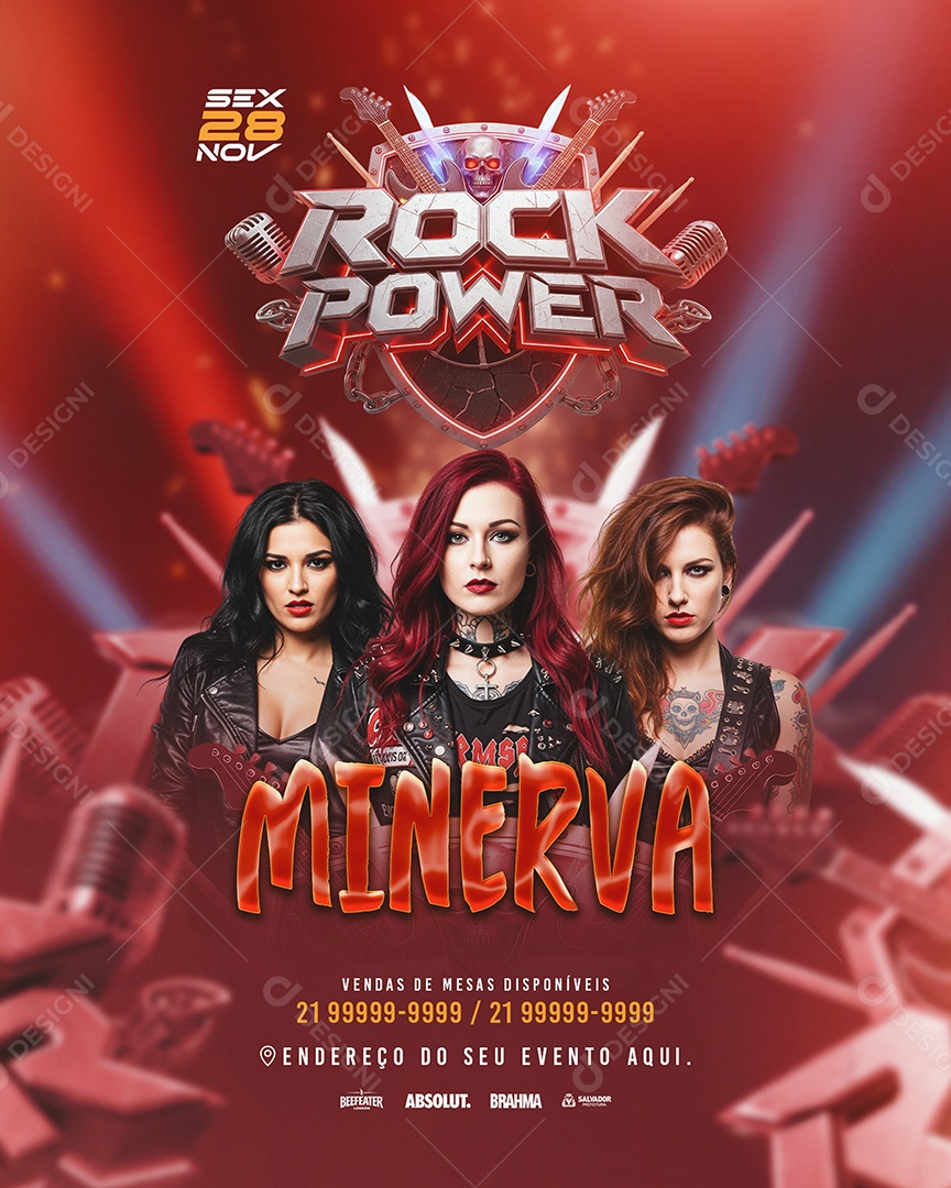 Flyer Rock Power Social Media PSD Editável