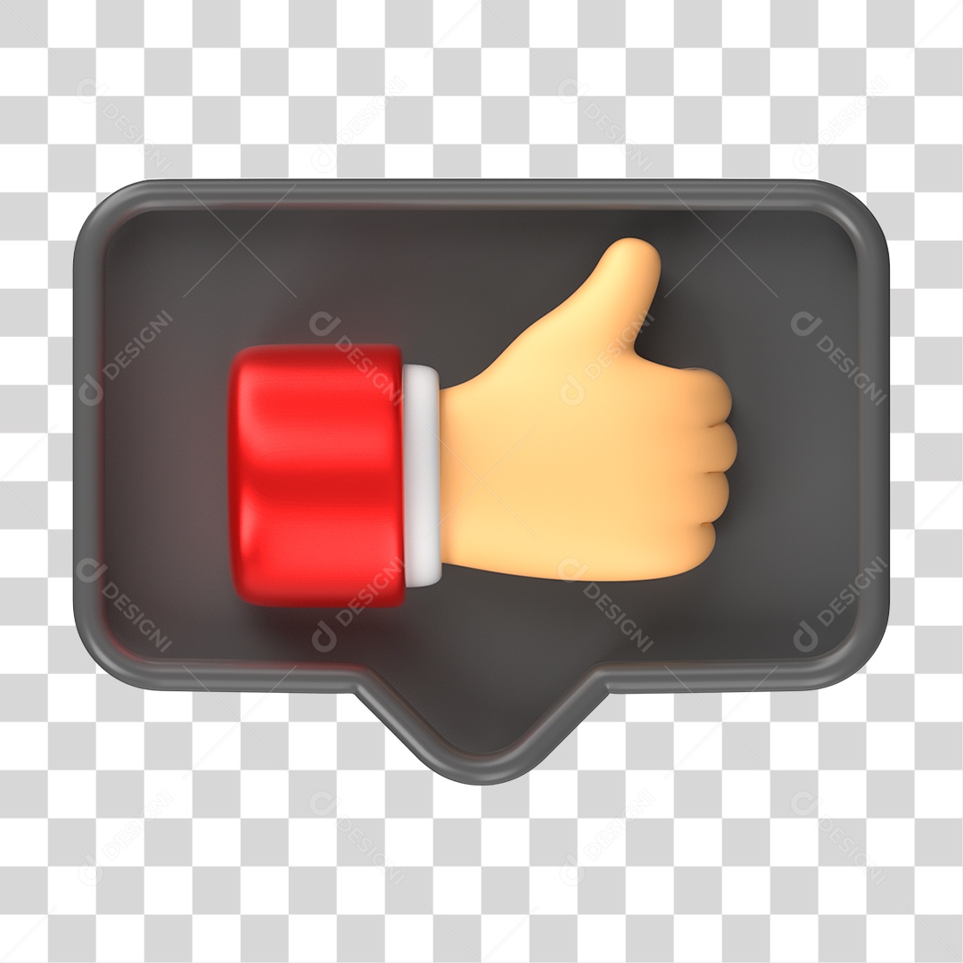 Elemento 3D de um Joinha PNG Transparente