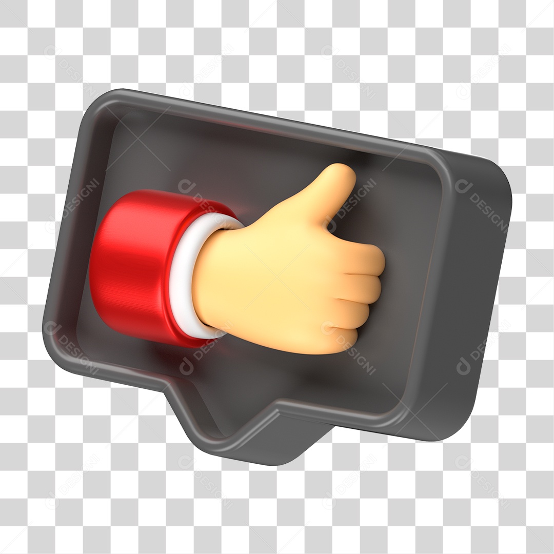 Elemento 3D de um Joinha PNG Transparente