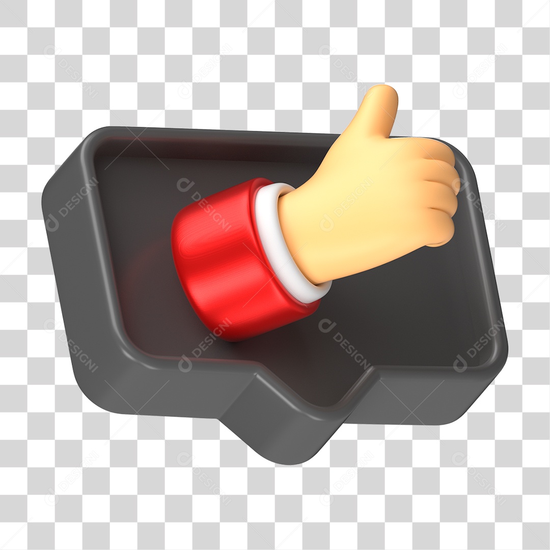 Elemento 3D de um Joinha PNG Transparente