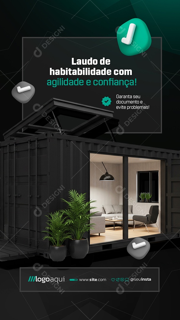 Story Laudo de Containers Laudo de Habilidade com Agilidade e Confiança Social Media PSD Editável