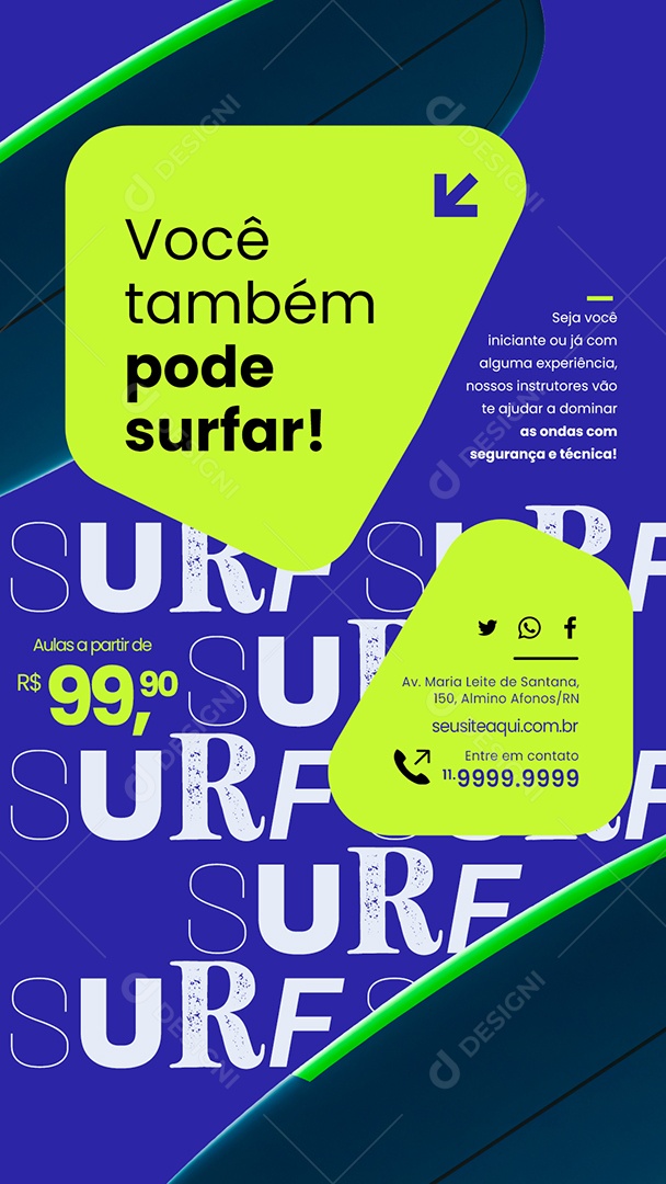 Story Surfe Você Também Pode Surfar Social Media PSD Editável