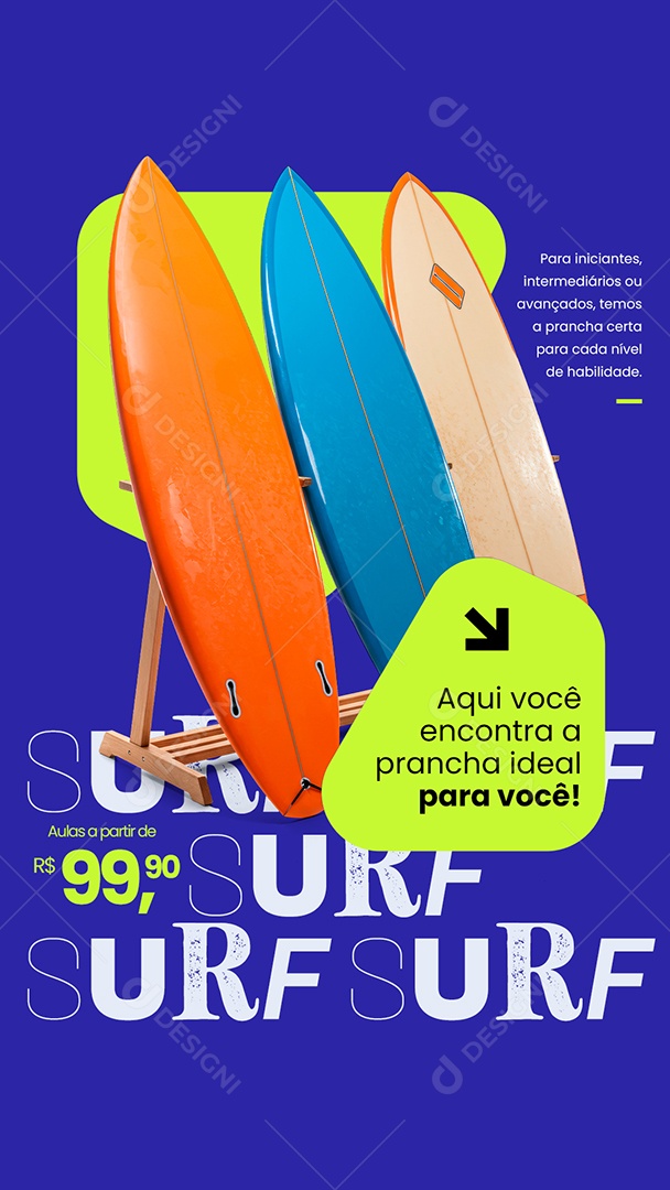 Story Surfe Aqui Você Encontra a Prancha Ideal para Você Social Media PSD Editável
