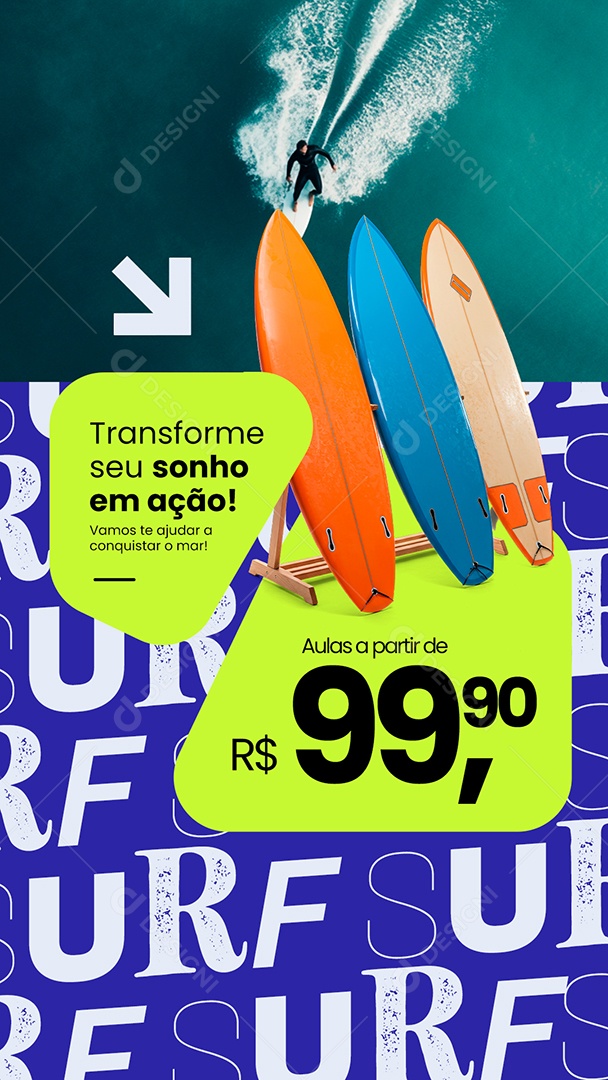 Story Surfe Transforme seu Sonho em Ação Social Media PSD Editável