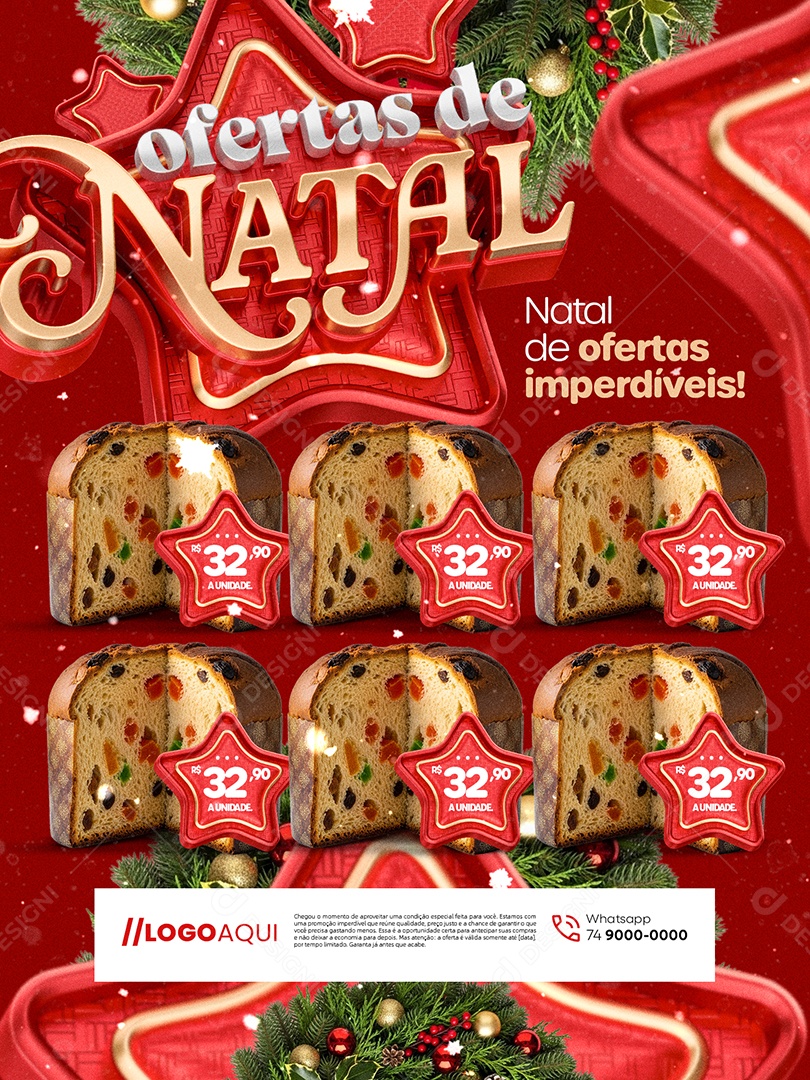 Ofertas de Natal Supermercado Encarte Ofertas Imperdíveis Social Media PSD Editável