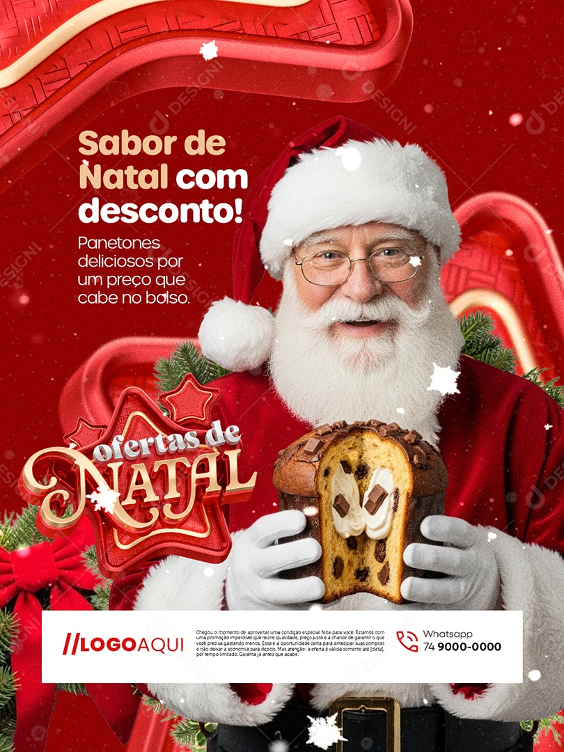 Ofertas de Natal Supermercado Sabor de Natal com Desconto Social Media PSD Editável