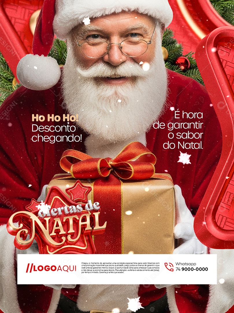 Ofertas de Natal Supermercado Ho Ho Ho Desconto Chegando Social Media PSD Editável