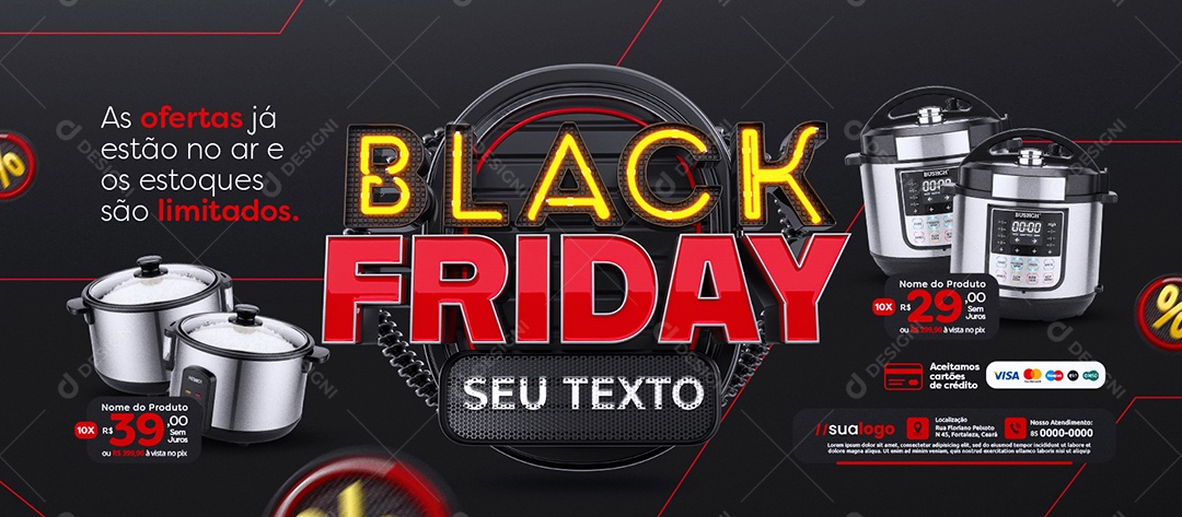 Banner Black Friday Loja de Eletrodoméstico As Ofertas Social Media PSD Editável