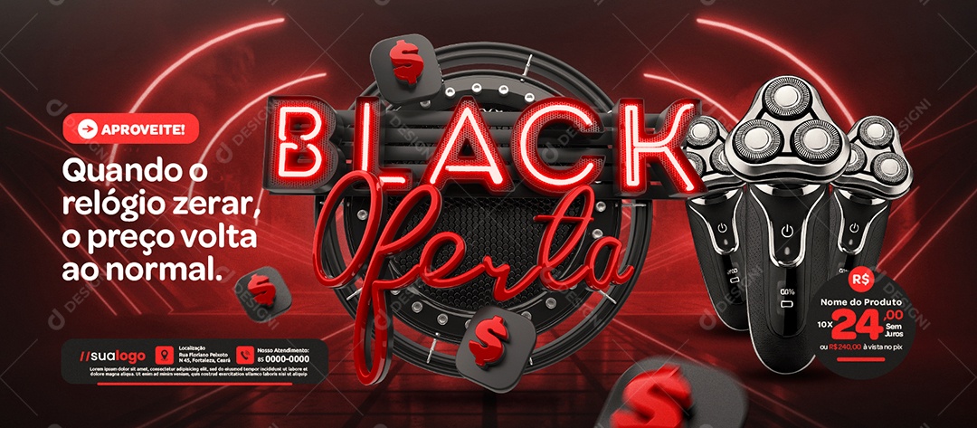 Banner Black Friday Loja de Eletrodoméstico Aproveite Social Media PSD Editável