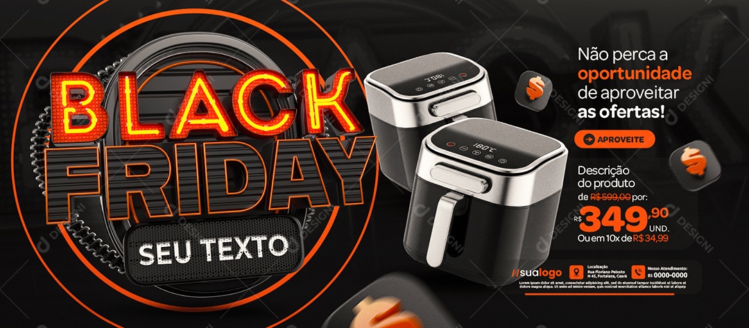 Banner Black Friday Loja de Eletrodoméstico Não Perca a Oportunidade Social Media PSD Editável