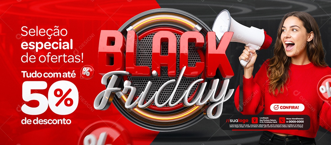 Banner Black Friday Loja de Eletrodoméstico Seleção Especial de Ofertas Social Media PSD Editável