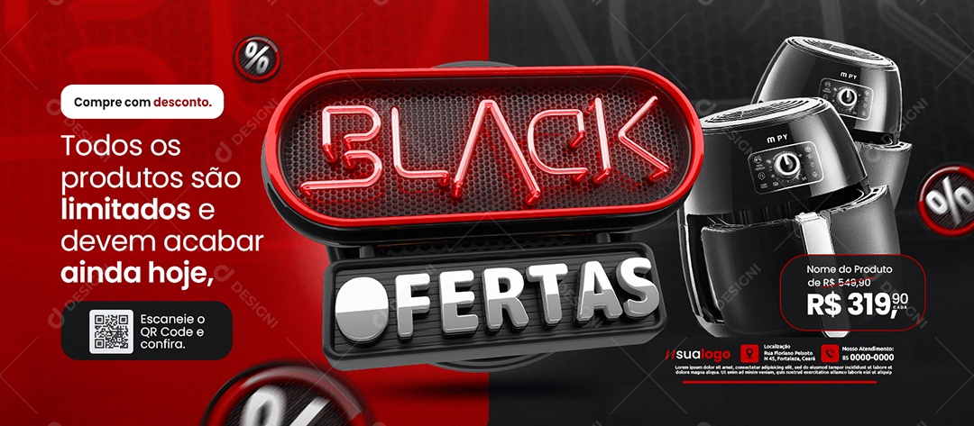 Banner Black Ofertas Loja de Eletrodoméstico Air Flyer Social Media PSD Editável