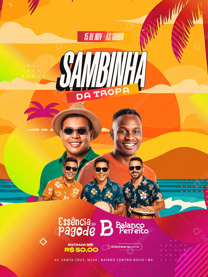 Flyer Próximos Shows Sambinha da Tropa Social Media PSD Editável