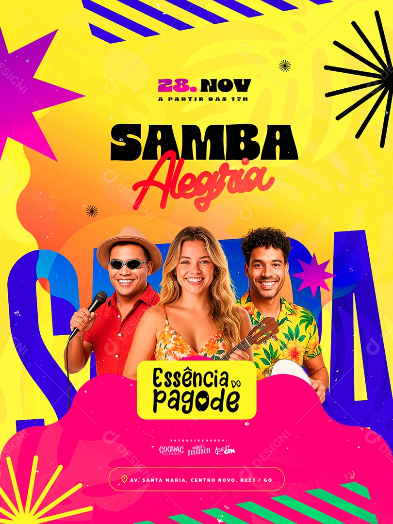 Flyer Próximos Shows Samba Alegria Social Media PSD Editável