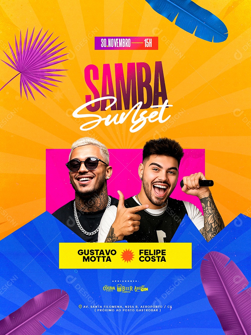 Flyer Próximos Shows Samba Sunset Social Media PSD Editável