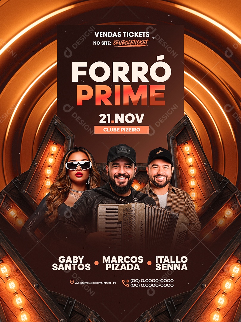 Flyer Próximos Shows Forró Prime Social Media PSD Editável