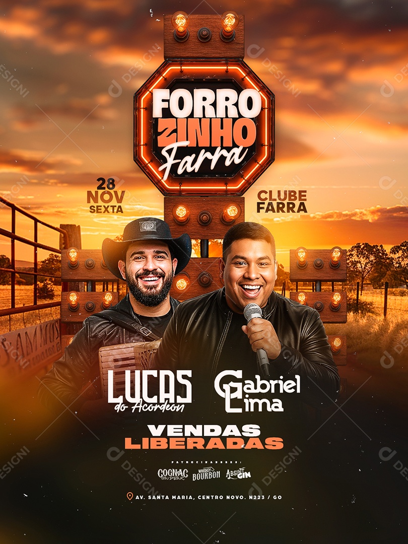 Flyer Próximos Shows Forrozinho Farra Social Media PSD Editável