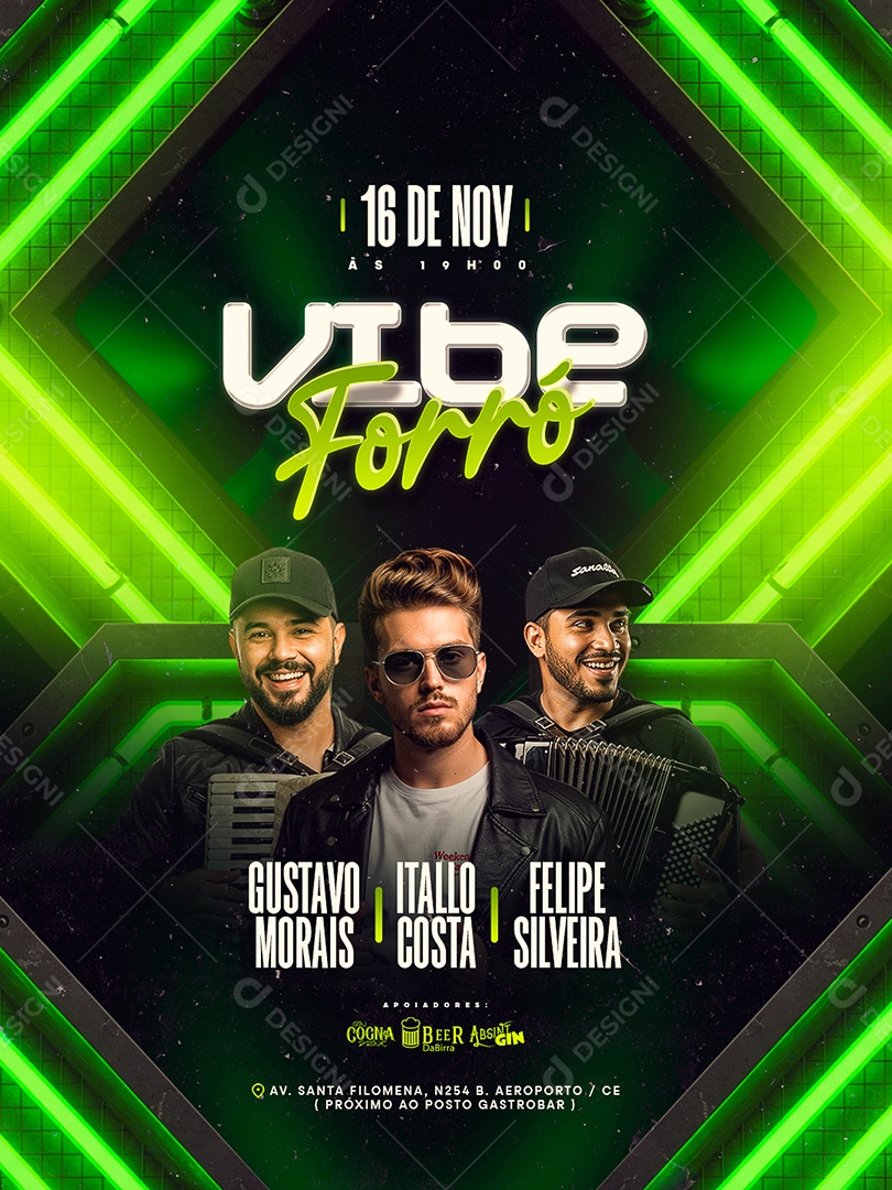 Flyer Próximos Shows Vibe Forró Social Media PSD Editável