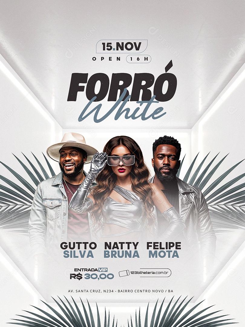 Flyer Próximos Shows Forró White Social Media PSD Editável