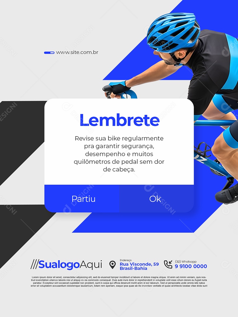 Bicicletaria Lembrete Revise Sua Bike Social Media PSD Editável