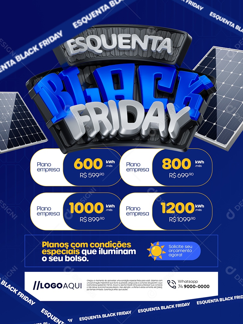 Energia Solar Esquenta Black Friday Encarte Planos com Condições Especiais Social Media PSD Editável