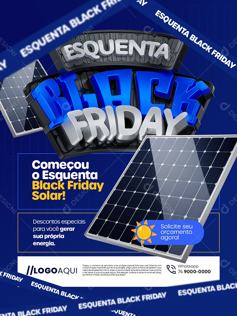 Energia Solar Esquenta Black Friday Descontos Especiais Social Media PSD Editável