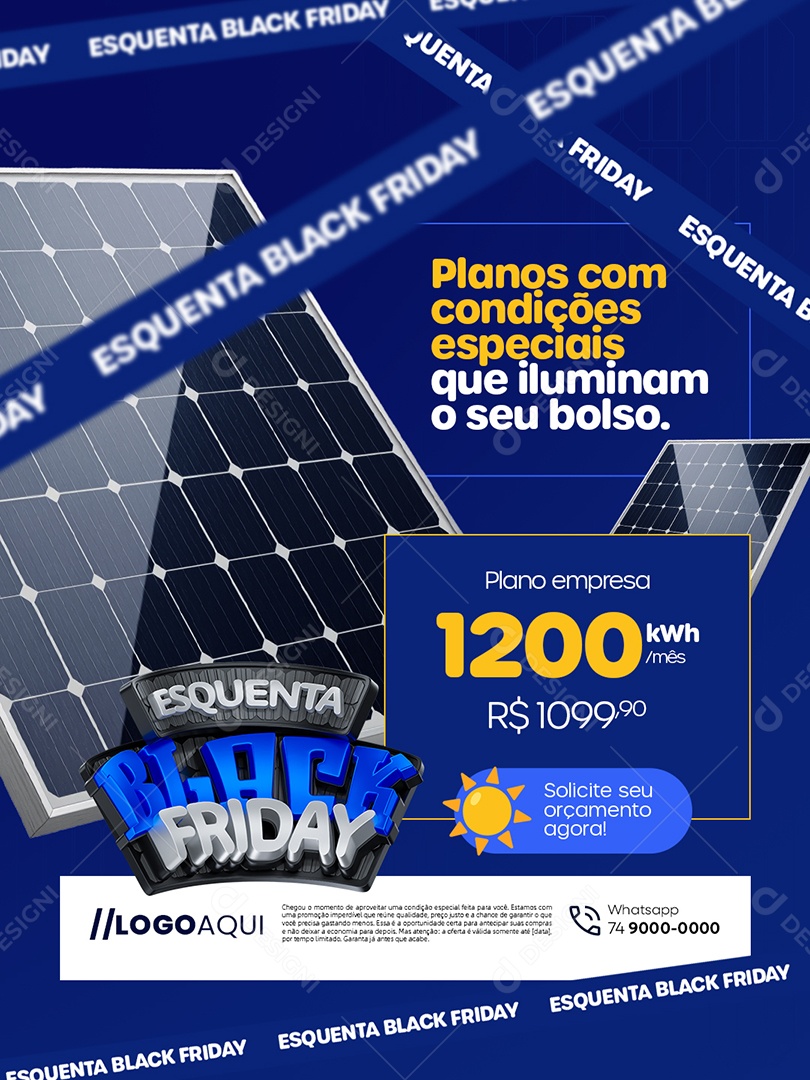 Energia Solar Esquenta Black Friday Planos com Condições Especiais Social Media PSD Editável