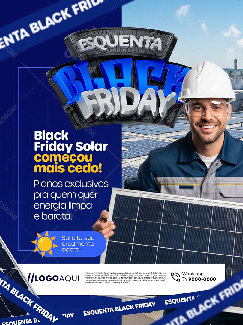 Energia Solar Esquenta Black Friday Solar Começou Mais Cedo Social Media PSD Editável