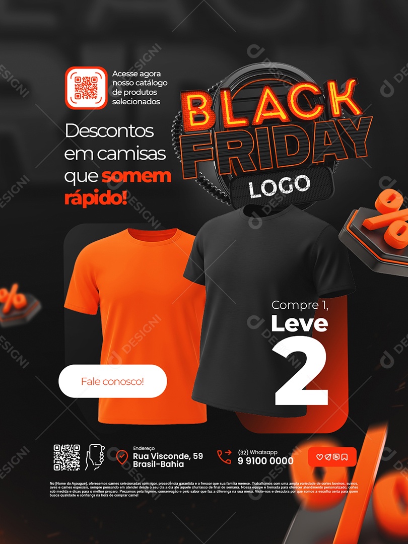 Black Friday Camisetaria Descontos em Camisas Que Somem Rápido Social Media PSD Editável