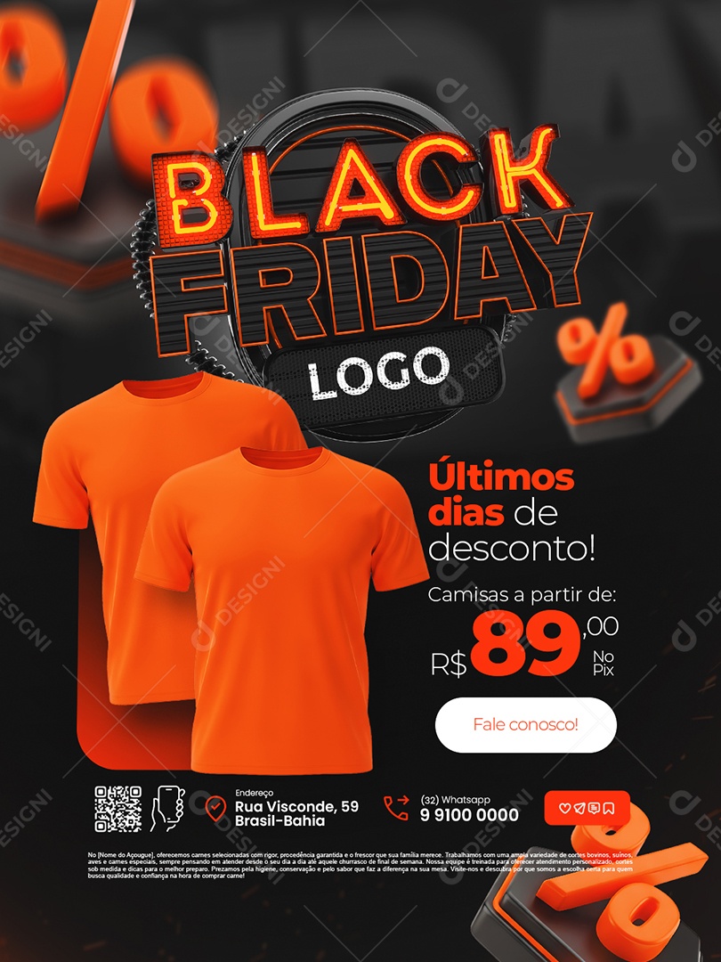 Black Friday Camisetaria Últimos Dias de Desconto Social Media PSD Editável