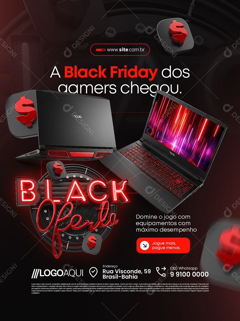 Loja de Informatica Black Oferta Domine o Jogo Social Media PSD Editável