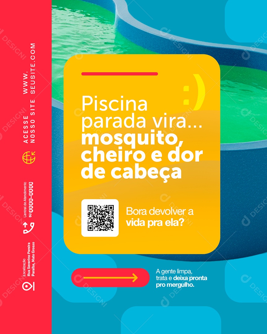 Piscinas Parada Vira Mosquito Cheiro e Dor de Cabeça Social Media PSD Editável