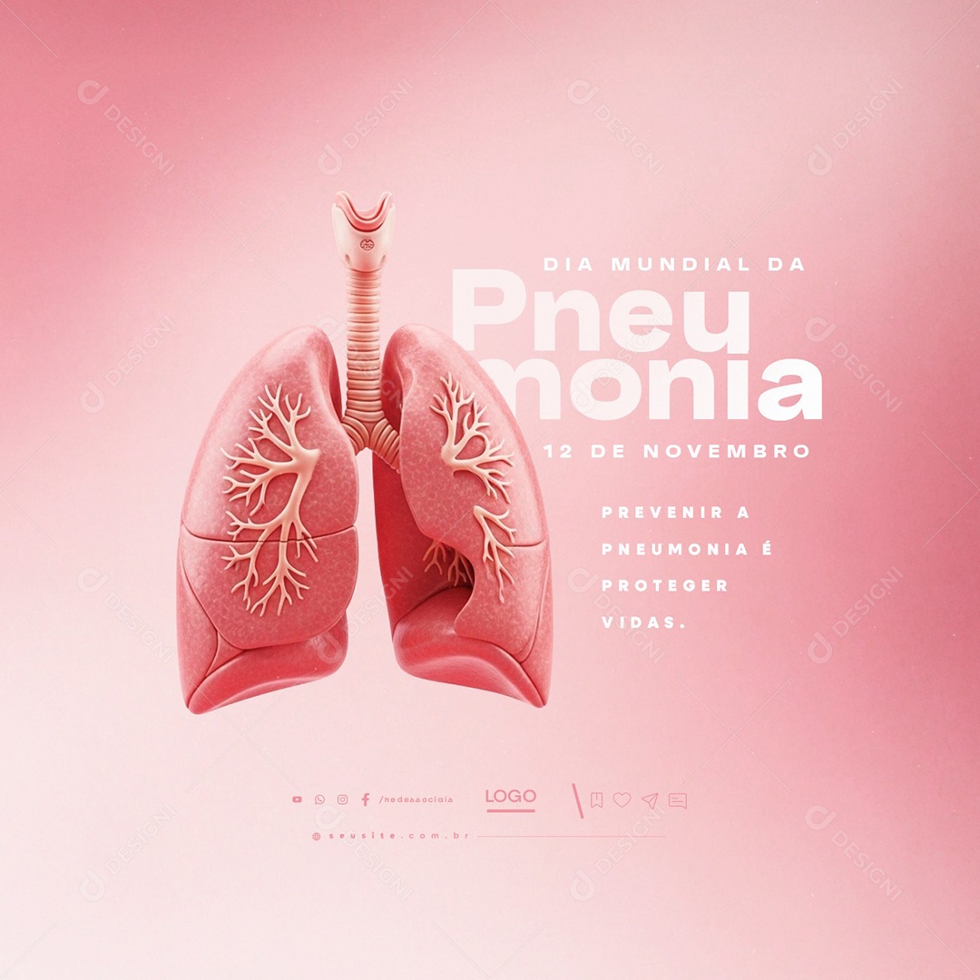 Dia Mundial da Pneumonia 12 de Novembro Social Media PSD Editável