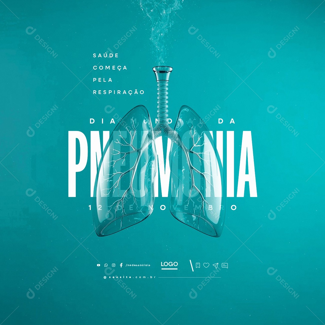 Dia Mundial da Pneumonia 12 de Novembro Saúde Começa Pela Respiração Social Media PSD Editável