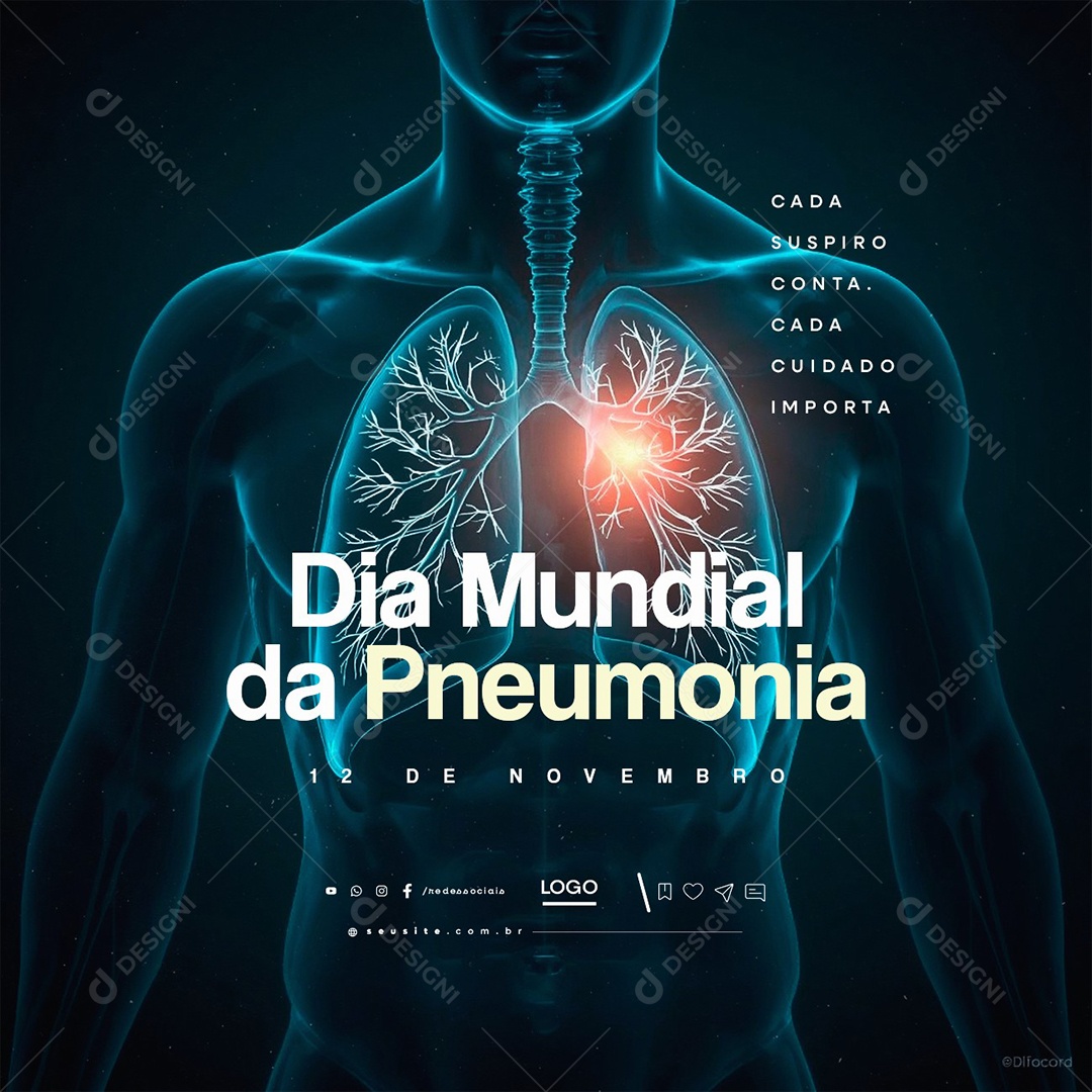 Dia Mundial da Pneumonia 12 de Novembro Social Media PSD Editável