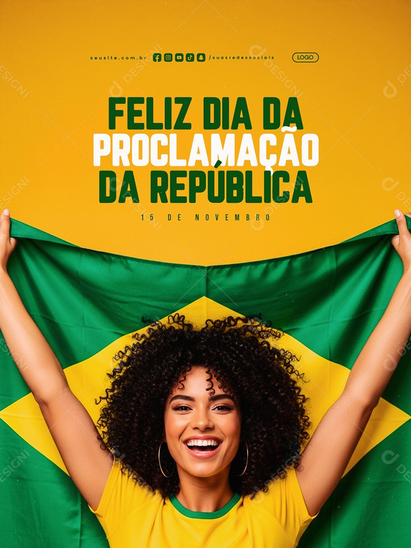 Feliz Dia da Proclamação da República 15 de Novembro Social Media PSD Editável