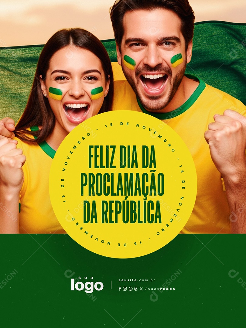 Feliz Dia da Proclamação da República 15 de Novembro Social Media PSD Editável
