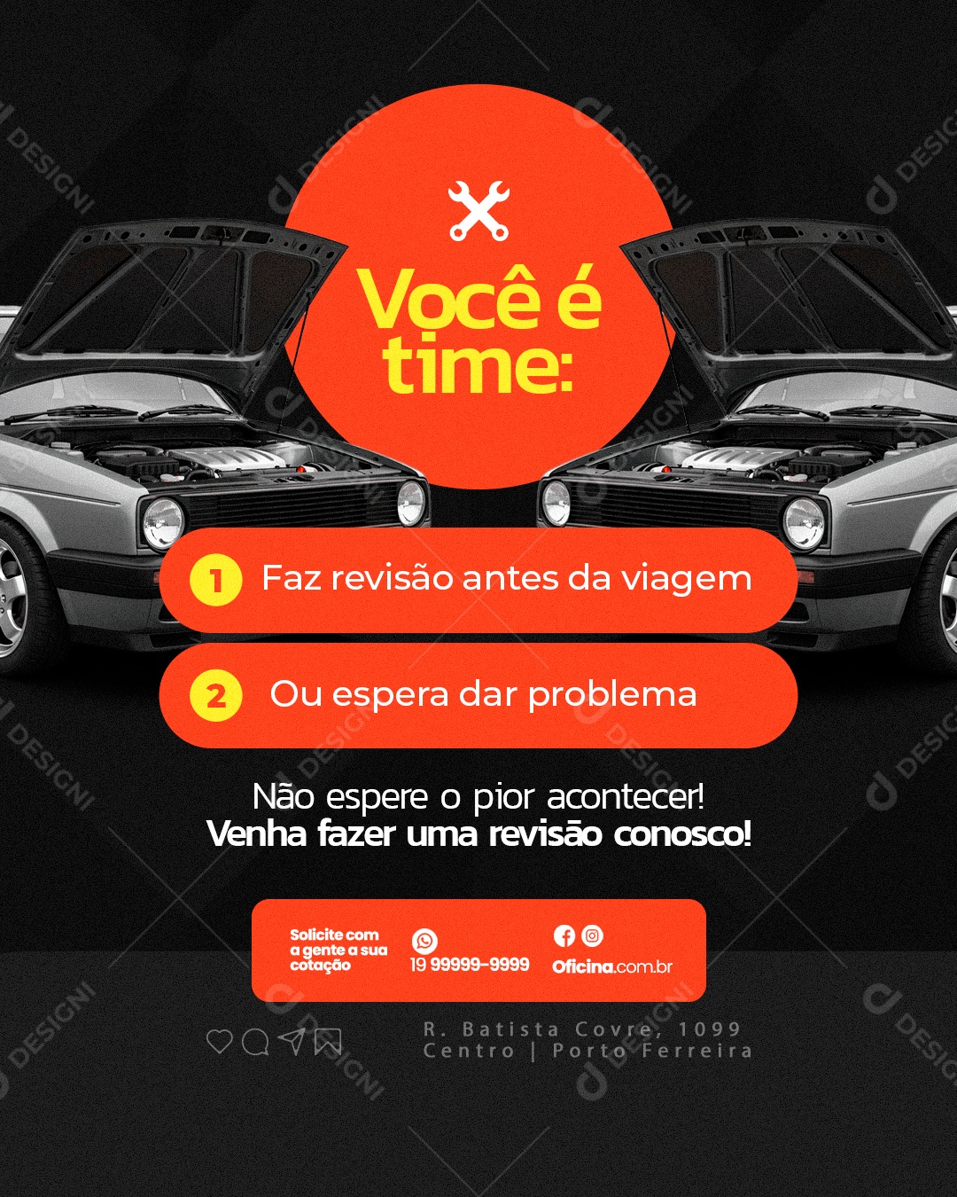 Oficina Você é Time Faz Revisão Antes da Viagem Social Media PSD Editável