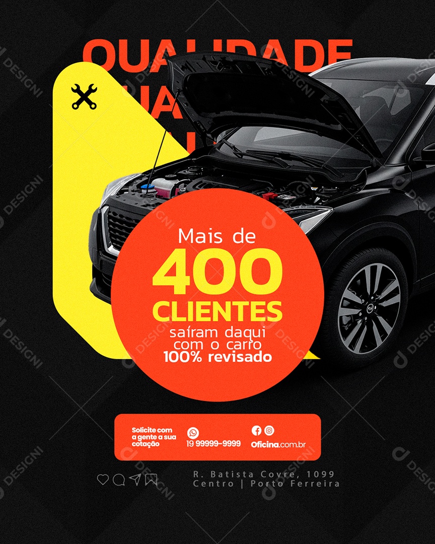 Oficina Mais de Quatrocentos Clientes Social Media PSD Editável