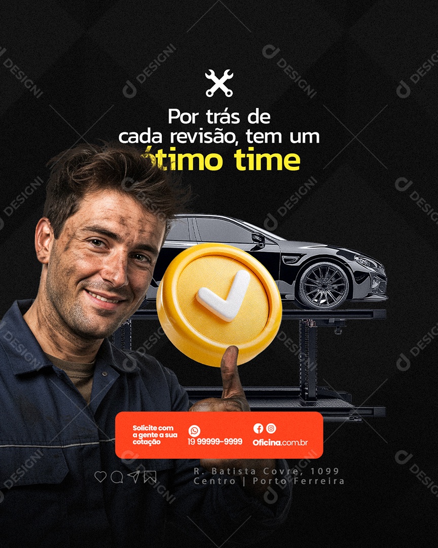 Oficina Por Trás de Cada Revisão Social Media PSD Editável