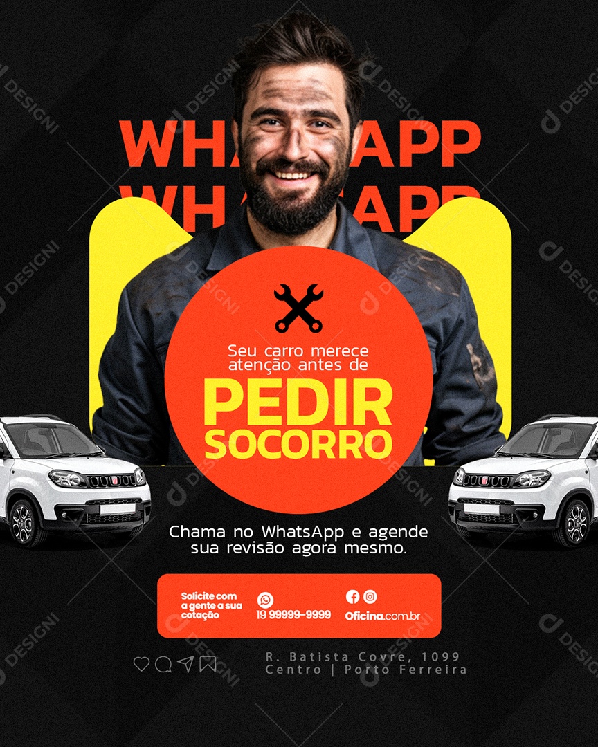 Oficina Seu Carro Merece Atenção Social Media PSD Editável