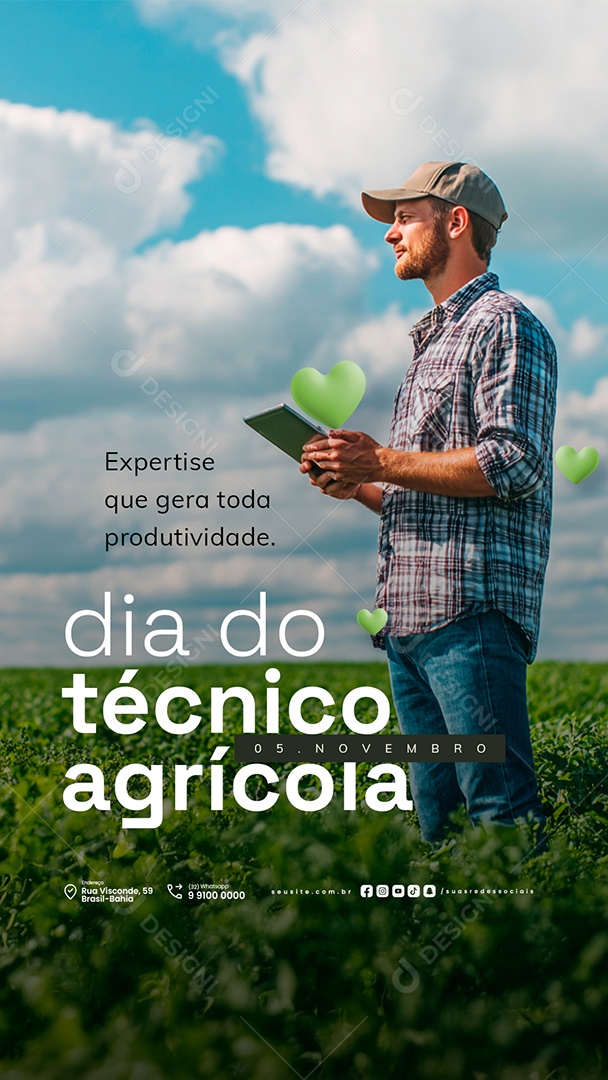 Story Dia do Técnico Agrícola 05 de Novembro Expertise Social Media PSD Editável