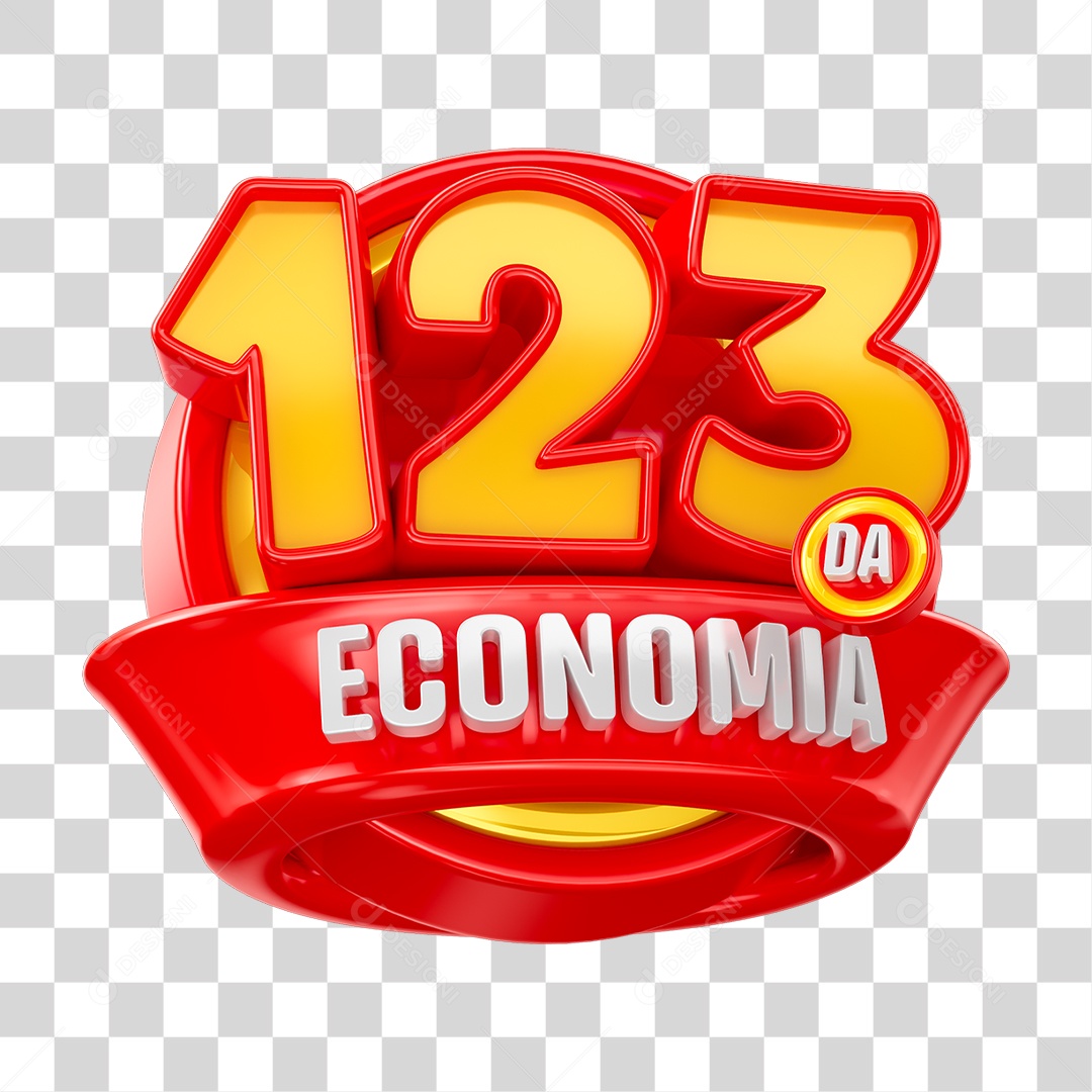 Selo 3D 123 da Economia PNG Transparente