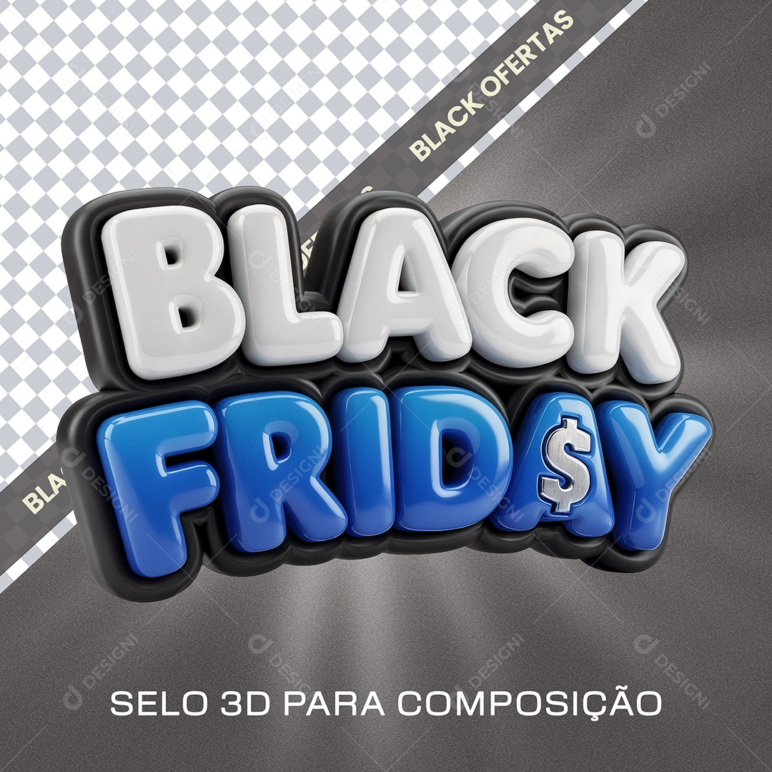 Black Friday Selo 3D Branco e Laranja com Lud de Led para Composição PSD