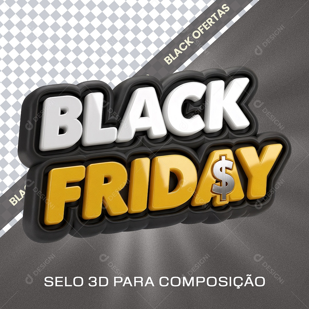 Black Friday Selo 3D Branco e Laranja com Lud de Led para Composição PSD