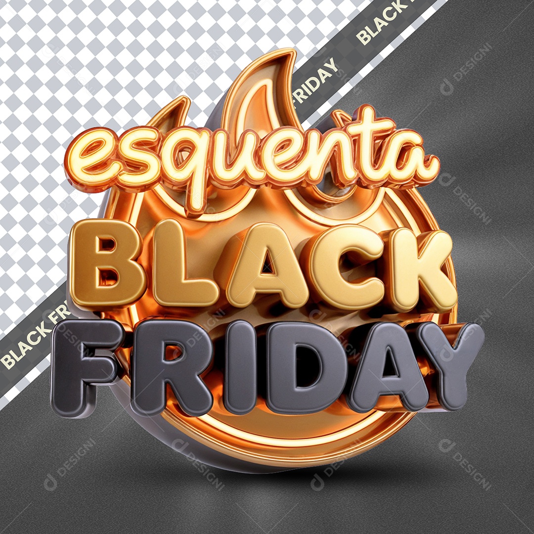 Black Friday Selo 3D Branco e Laranja com Lud de Led para Composição PSD