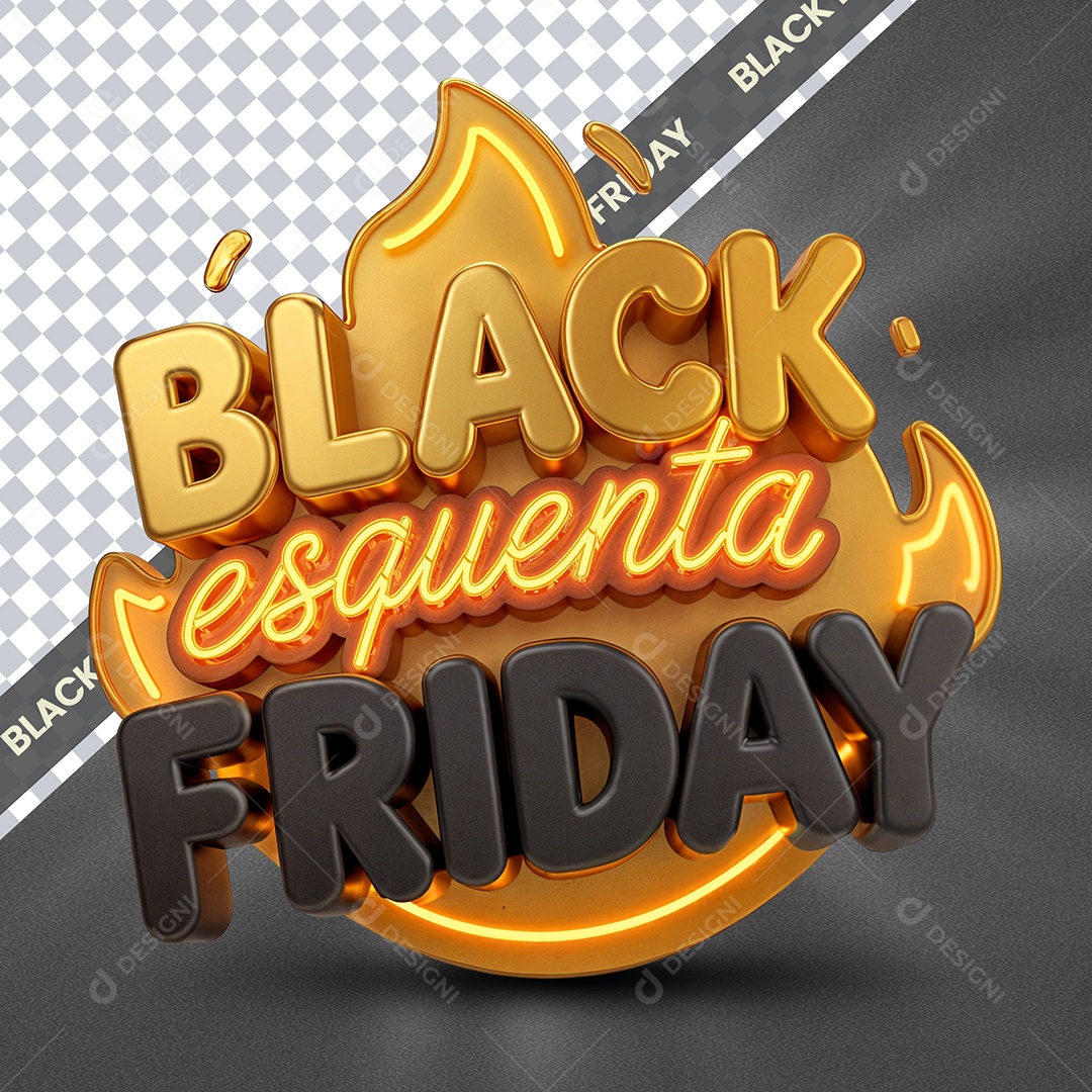 Black Friday Selo 3D Branco e Laranja com Lud de Led para Composição PSD