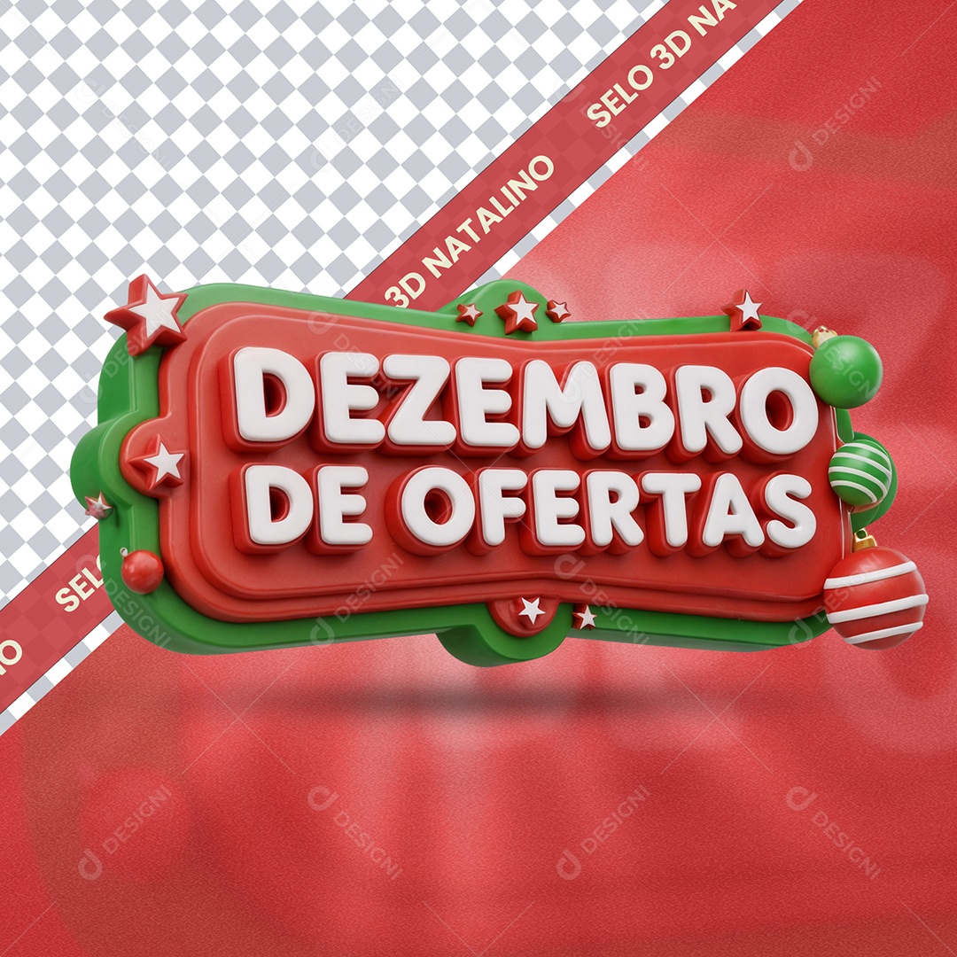 Selo 3D Para Composição Dezembro de Ofertas PSD