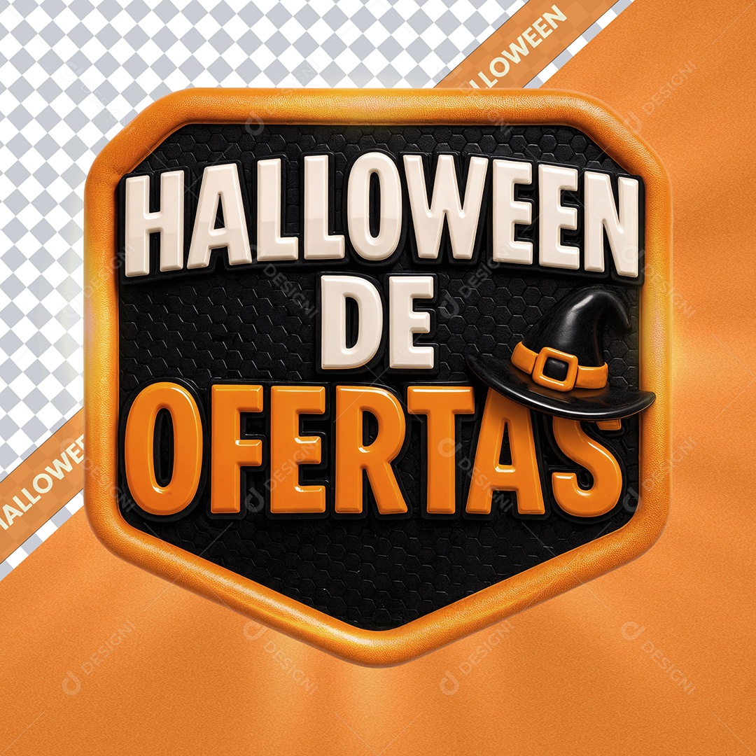 Selo 3D Ofertas de Halloween Supermercado Descontos Social Media PSD Editável
